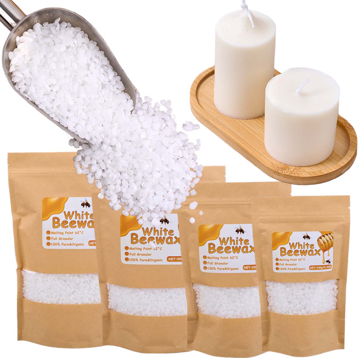 Candle Making Wicks - Белый пчелиный воск, чистый натуральный гранулированный